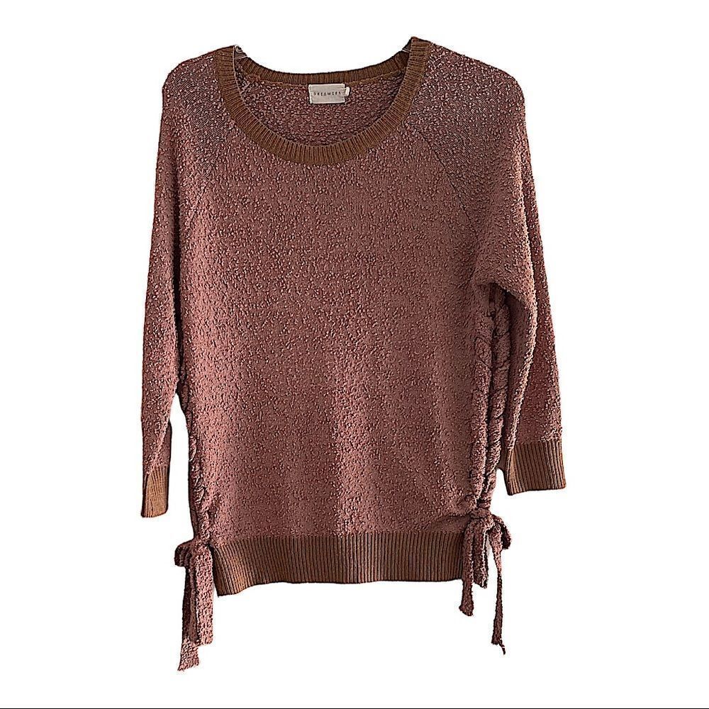 Dreamers Boucle Sweater Side Tie Detail Size M/L Mauve